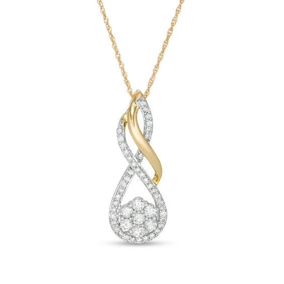 Previously Owned - 1/2 CT. T.w. Composite Diamond Flame Pendant in 10K Gold