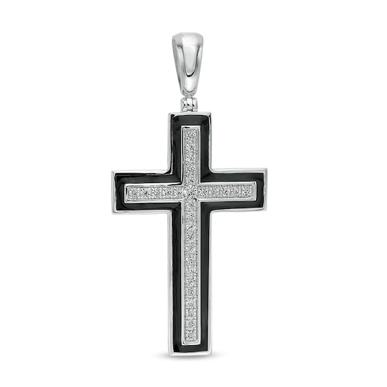 Previously Owned - 1 CT. T.w. Diamond Frame Cross Necklace Charm in 10K White Gold