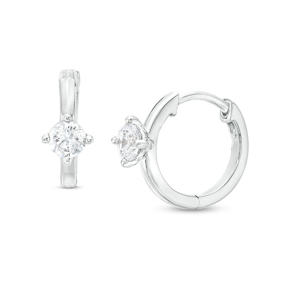 Previously Owned - 1/2 CT. T.w. Lab-Grown Diamond Solitaire Hoop Earrings in 14K White Gold (F/Si2)