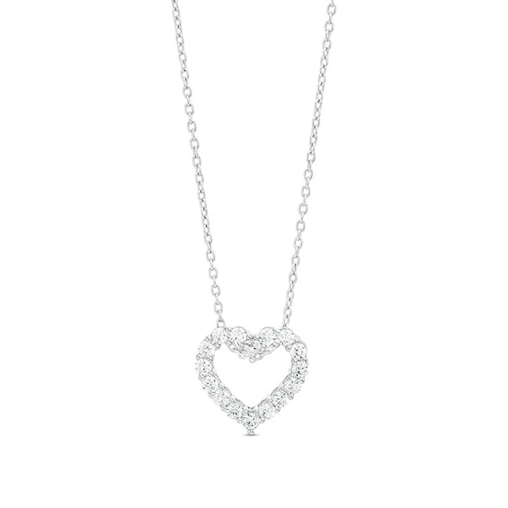Previously Owned - 1/2 CT. T.w. Lab-Grown Diamond Heart Outline Pendant in 14K White Gold (F/Si2)