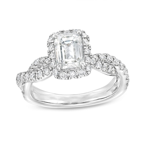 Previously Owned - Kleinfeld® x Zales 2-1/5 CT. T.w. Emerald-Cut Lab-Grown Diamond Twist Engagement Ring in Platinum