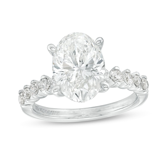 Previously Owned - Vera Wang Love 3-1/2 CT. T.w. Oval-Shaped Lab-Grown Diamond Engagement Ring in 14K White Gold