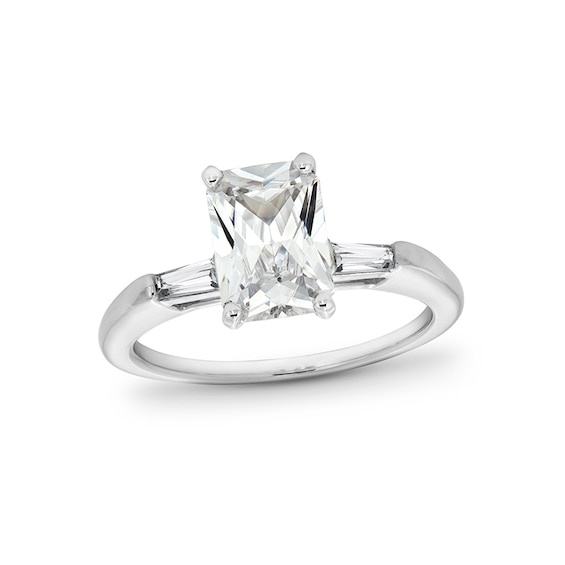 Previously Owned - 2-1/4 CT. T.w. Radiant-Cut Lab-Grown Diamond Collar Engagement Ring in 14K White Gold (F/Vs2)