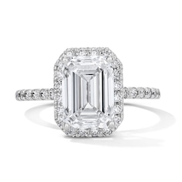 Previously Owned - 3-1/2 CT. T.W. Emerald-Cut Lab-Grown Diamond Frame Engagement Ring in 14K White Gold (F/VS2)