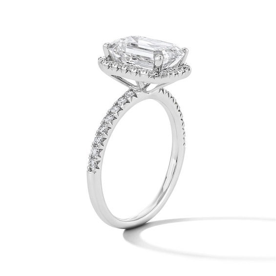 Previously Owned - 3-1/2 CT. T.w. Emerald-Cut Lab-Grown Diamond Frame Engagement Ring in 14K White Gold (F/Vs2)