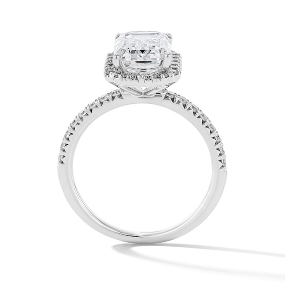 Previously Owned - 3-1/2 CT. T.w. Emerald-Cut Lab-Grown Diamond Frame Engagement Ring in 14K White Gold (F/Vs2)