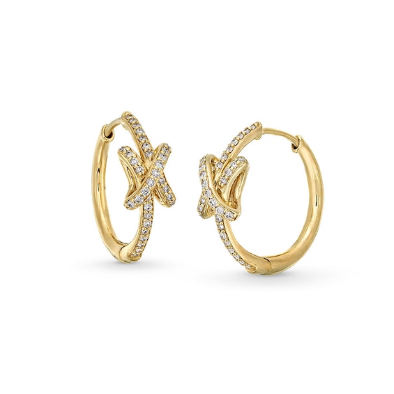 Previously Owned - 1/4 CT. T.w. Lab-Grown Diamond Knot Hoop Earrings in 10K Gold (F/Si2)