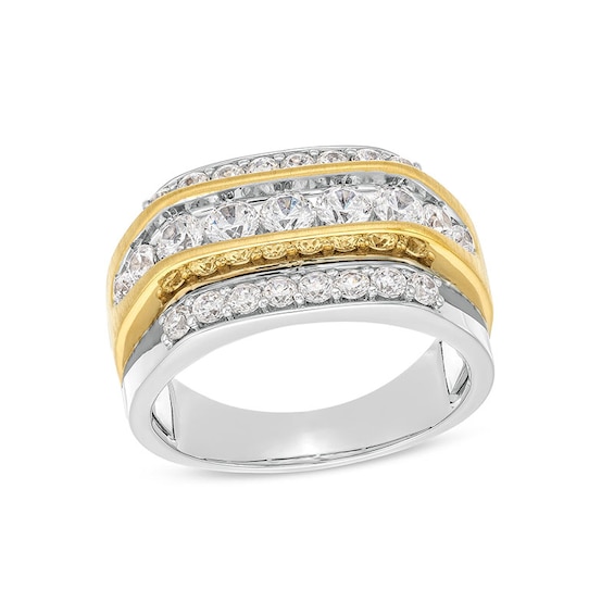Previously Owned - 2 CT. T.w. Lab-Grown Diamond Triple Row Ring in 10K Two-Tone Gold (F/Si2)