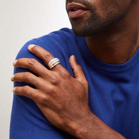 Previously Owned - 2 CT. T.w. Lab-Grown Diamond Triple Row Ring in 10K Two-Tone Gold (F/Si2)