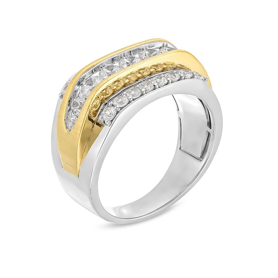 Previously Owned - 2 CT. T.w. Lab-Grown Diamond Triple Row Ring in 10K Two-Tone Gold (F/Si2)