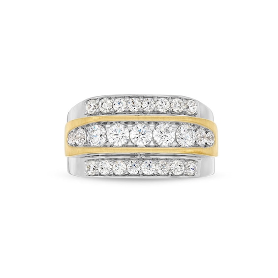 Previously Owned - 2 CT. T.w. Lab-Grown Diamond Triple Row Ring in 10K Two-Tone Gold (F/Si2)