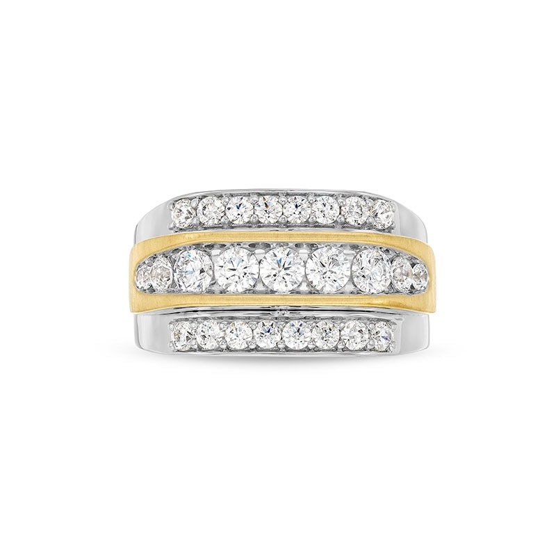 Main Image 4 of Previously Owned - 2 CT. T.W. Lab-Grown Diamond Triple Row Ring in 10K Two-Tone Gold (F/SI2)