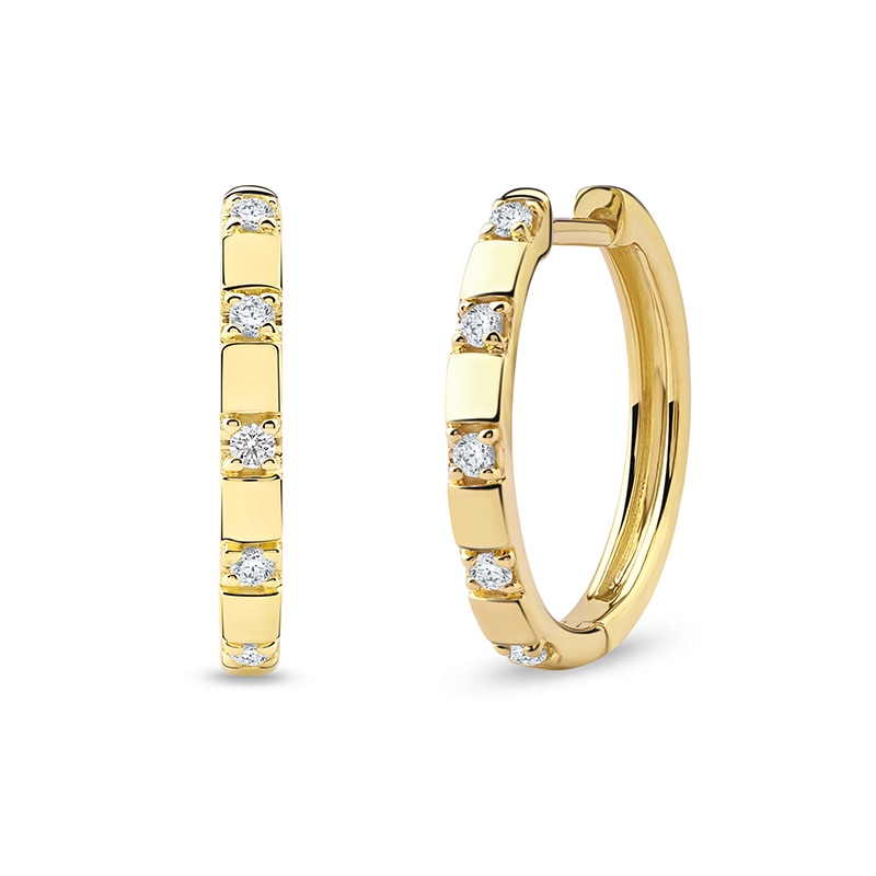 Main Image 1 of Previously Owned - 1/5 CT. T.W. Lab-Grown Diamond Station Hoop Earrings in 10K Gold (F/SI2)