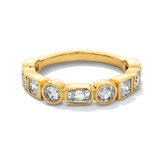 Previously Owned - 1-1/2 CT. T.w. Multi-Shaped Lab-Grown Diamond Bezel-Set Nine Stone Anniversary Band in 14K Gold