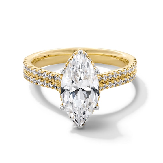 Previously Owned - 2-1/2 CT. T.w. Marquise-Cut Lab-Grown Diamond Double Row Shank Engagement Ring in 14K Gold (F/Vs2)