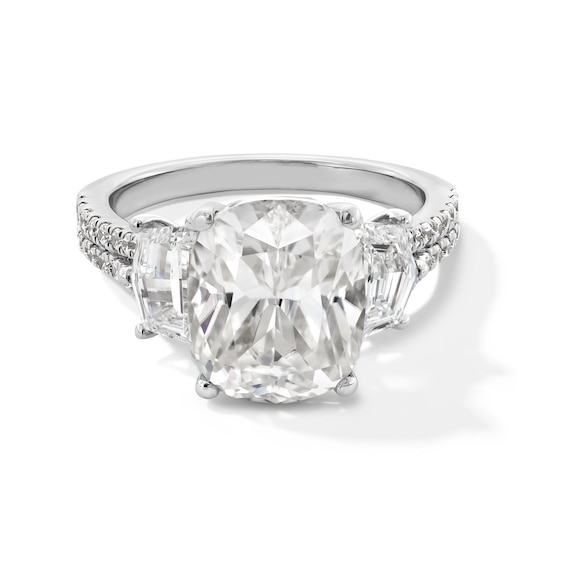 Previously Owned - 6-1/4 CT. T.w. Cushion and Shield Lab-Grown Diamond Three Stone Engagement Ring in 14K White Gold