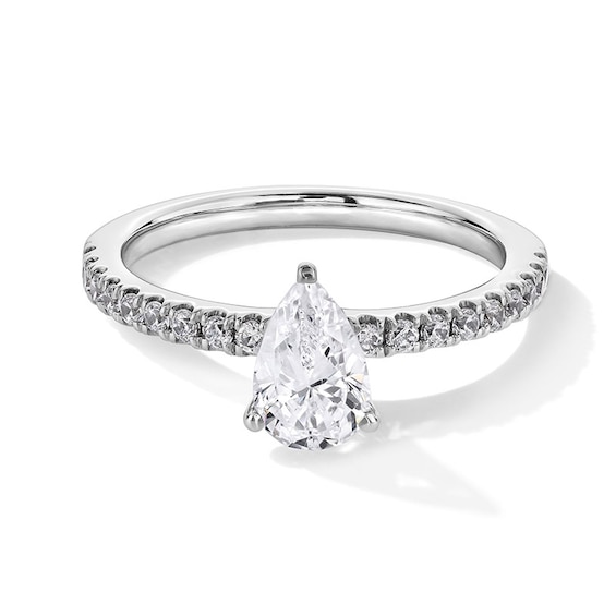 Previously Owned - 1 CT. T.w. Pear-Shaped Lab-Grown Diamond Engagement Ring in 14K White Gold (F/Si2)