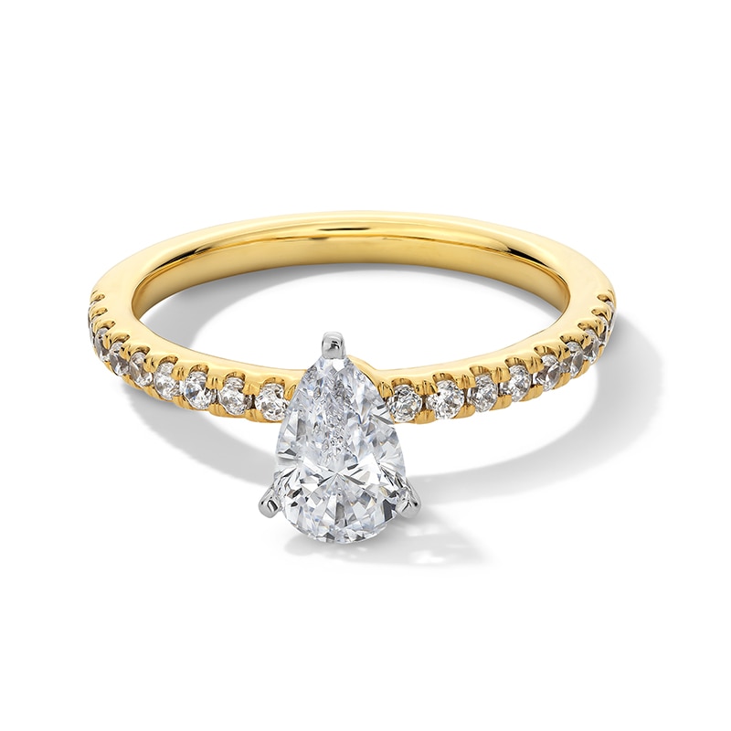 Main Image 1 of Previously Owned - 1 CT. T.W. Pear-Shaped Lab-Grown Diamond Engagement Ring in 14K Gold (F/SI2)
