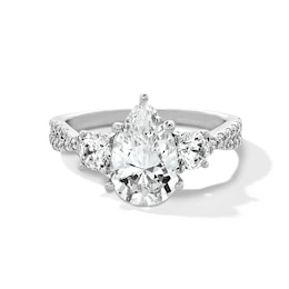 Previously Owned - 2-3/4 CT. T.W. Pear-Shaped Lab-Grown Diamond Three Stone Engagement Ring in 14K White Gold (F/SI2)