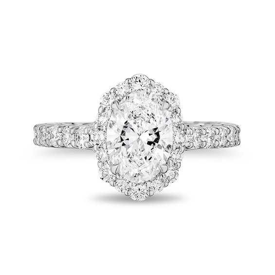 Previously Owned - Enchanted Star Cinderella 2-7/8 CT. T.w. Oval Lab-Grown Diamond Engagement Ring in 14K White Gold