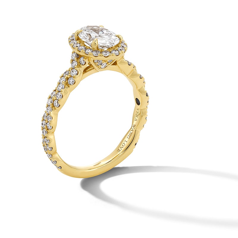 Main Image 3 of Previously Owned - Vera Wang Love Collection 1-5/8 CT. T.W. Oval Lab-Grown Diamond Frame Engagement Ring in 14K Gold