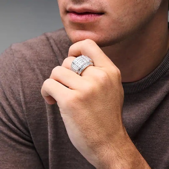 Previously Owned - 4 CT. T.w. Lab-Grown Diamond Mtuli-Row Column Ring in 10K White Gold (F/Si2)