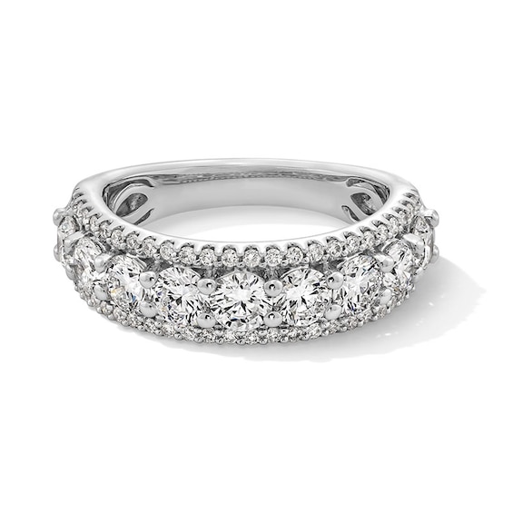 Previously Owned - 2 CT. T.w. Lab-Grown Diamond Triple Row Band in 14K White Gold (I/Si2)