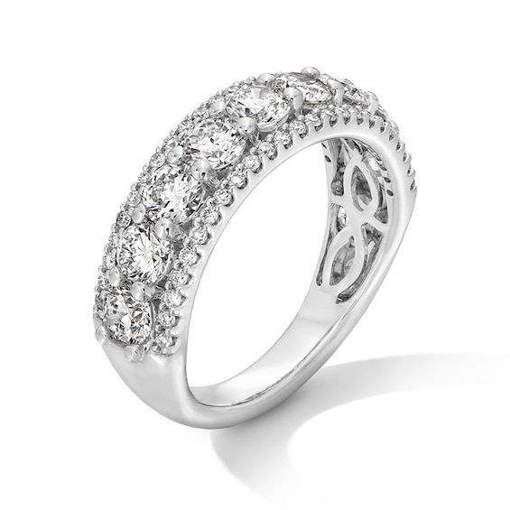 Previously Owned - 2 CT. T.w. Lab-Grown Diamond Triple Row Band in 14K White Gold (I/Si2)