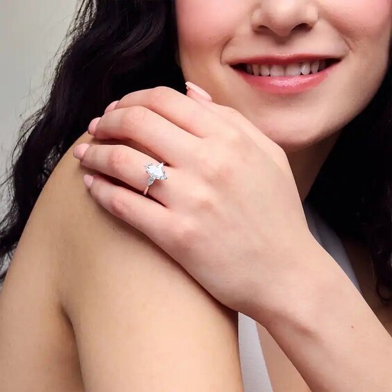Previously Owned - 2-3/8 CT. T.w. Marquise and Pear-Shaped Lab-Grown Diamond Engagement Ring in 14K White Gold