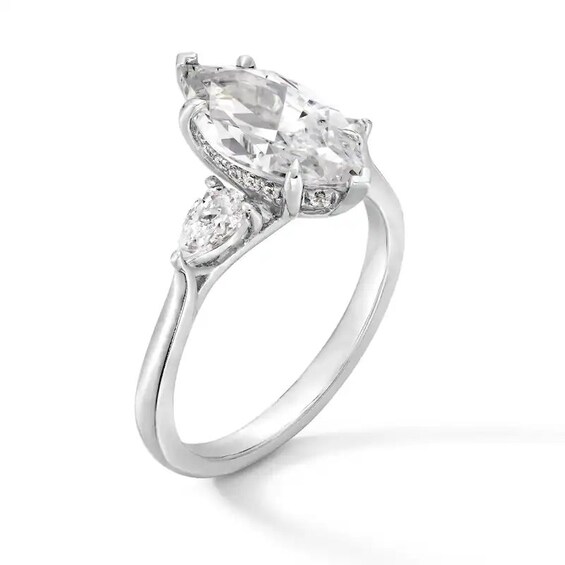 Previously Owned - 2-3/8 CT. T.w. Marquise and Pear-Shaped Lab-Grown Diamond Engagement Ring in 14K White Gold