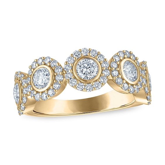 Previously Owned - 1-1/2 CT. T.w. Lab-Grown Diamond Frame Five Stone Anniversary Band in 10K Gold (F/Vs2)