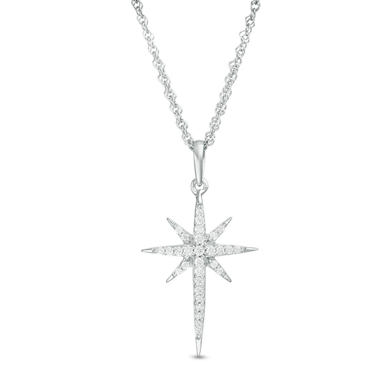 Previously Owned - 1/8 CT. T.w. Diamond Eight-Point Star Pendant in 10K White Gold