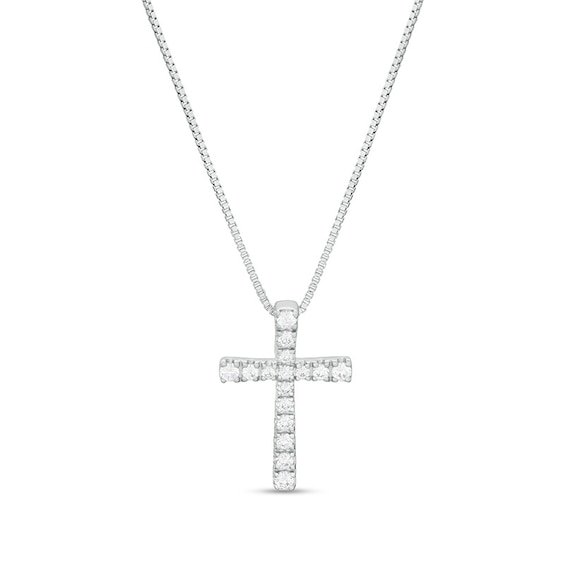 Previously Owned - 1/6 CT. T.w. Diamond Cross Pendant in 10K White Gold