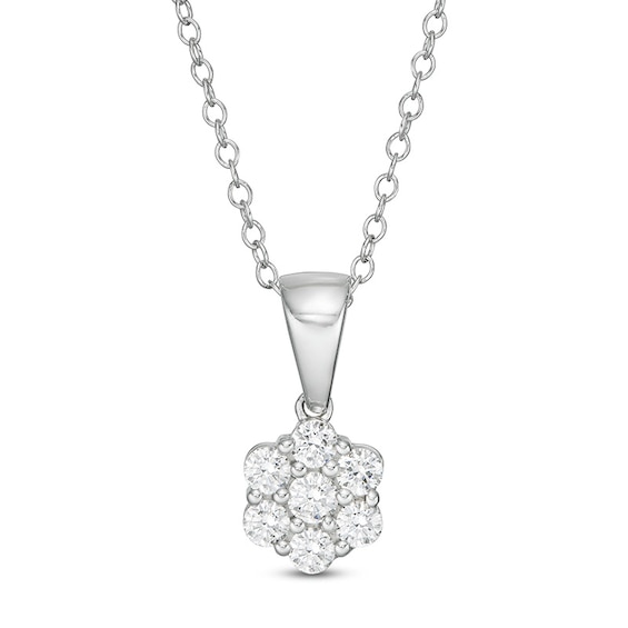 Previously Owned - 1/2 CT. T.w. Composite Diamond Flower Pendant in 10K White Gold