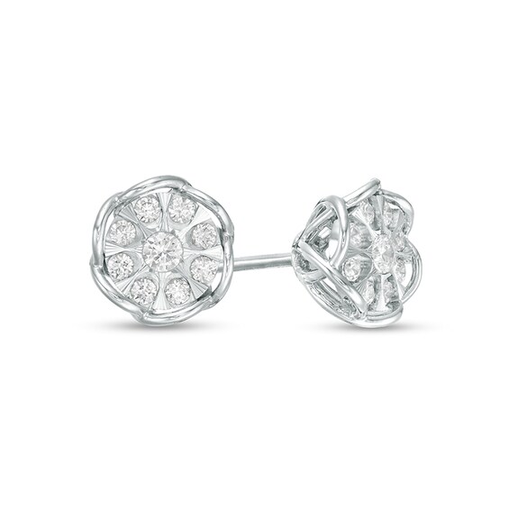 Previously Owned - 1/4 CT. T.w. Composite Diamond Petal Frame Stud Earrings in 10K White Gold