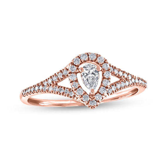 Previously Owned - 1/3 CT. T.w. Pear-Shaped Diamond Frame Split Shank Engagement Ring in 10K Rose Gold