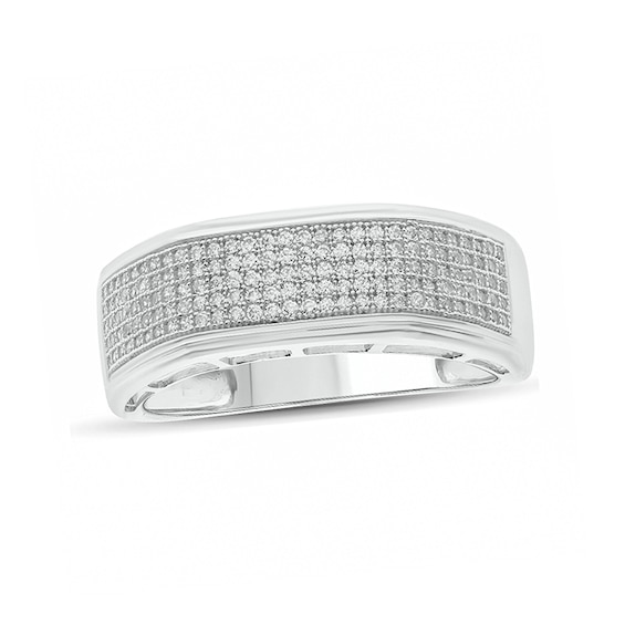 Previously Owned - 1/2 CT. T.w. Diamond Multi-Row Wedding Band in 10K White Gold