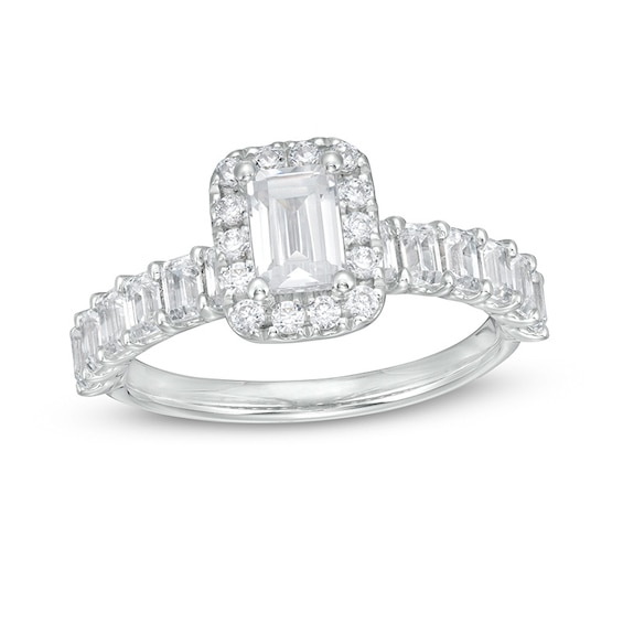 Previously Owned - 2 CT. T.w. Emerald-Cut Diamond Frame Engagement Ring in 14K White Gold (I/Si2)