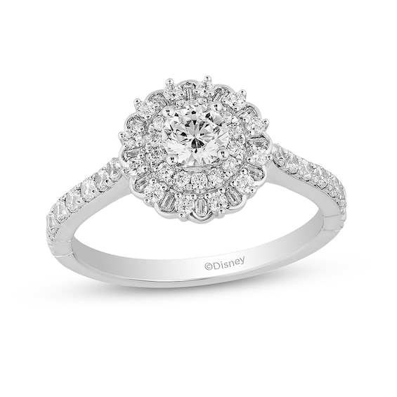 Previously Owned - Enchanted Disney Majestic Princess 1 CT. T.w. Diamond Floral Frame Engagement Ring in 14K White Gold