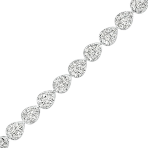 Previously Owned - 4 CT. T.w. Pear-Shaped Multi-Diamond Line Bracelet in 10K White Gold – 7.5"