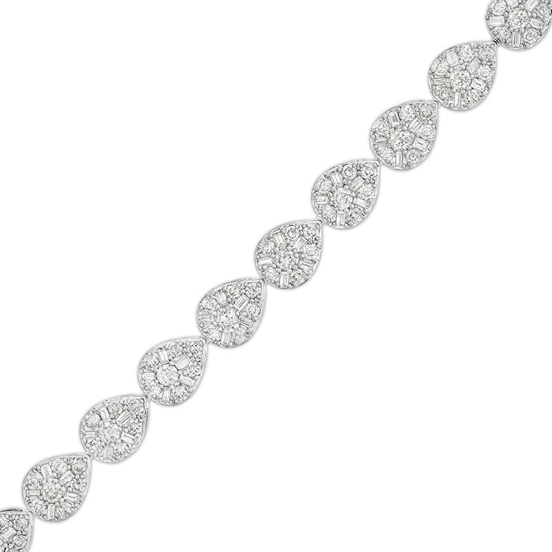 Main Image 1 of Previously Owned - 4 CT. T.W. Pear-Shaped Multi-Diamond Line Bracelet in 10K White Gold – 7.5"