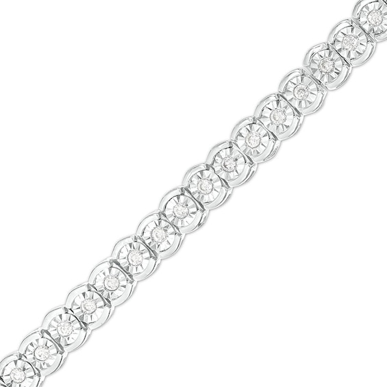 Previously Owned - 1/2 CT. T.w. Diamond Scallop Edge Tennis Bracelet in Sterling Silver - 7.25"