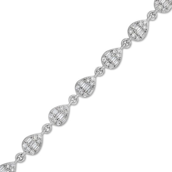 Previously Owned - 1/2 CT. T.w. Pear-Shaped Multi-Diamond Link Bracelet in Sterling Silver - 7.5"