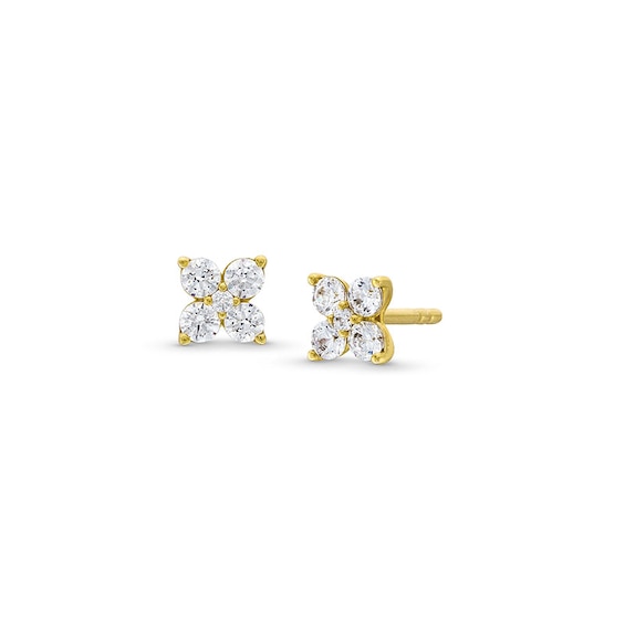 Previously Owned - 3/8 CT. T.w. Diamond Five Stone Flower Stud Earrings in 10K Gold