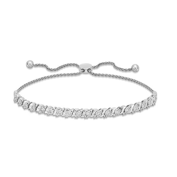 Previously Owned - 1/2 CT. T.w. Diamond Miracle "S" Bolo Bracelet in Sterling Silver - 9.5"