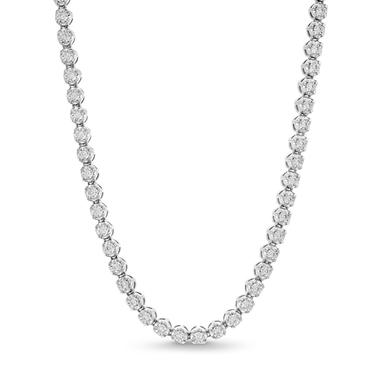 Previously Owned - 2 CT. T.w. Diamond Tennis Necklace in Sterling Silver - 22"