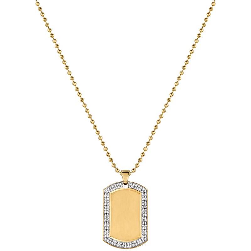 Main Image 3 of Previously Owned - Men's Bulova Crystal Accent Gold-Tone PVD Watch and Dog Tag Pendant Box Set (Model: 98K102)