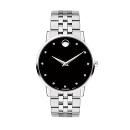 Previously Owned - Men's Movado Museum® Classic 1/20 CT. T.W. Diamond Watch with Black Dial (Model: 0607201)