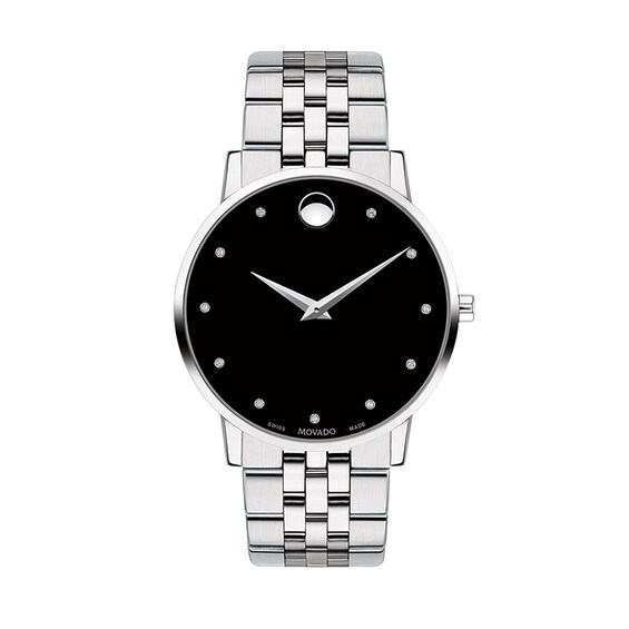 Previously Owned - Men's Movado Museum® Classic 1/20 CT. T.w. Diamond Watch with Black Dial (Model: 0607201)