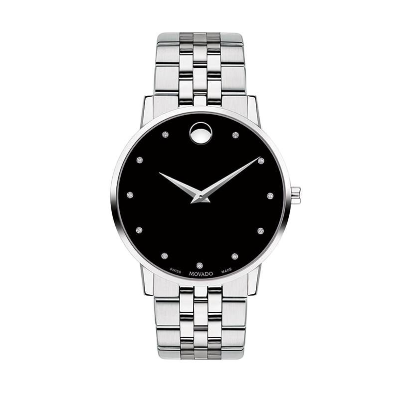 Main Image 1 of Previously Owned - Men's Movado Museum® Classic 1/20 CT. T.W. Diamond Watch with Black Dial (Model: 0607201)